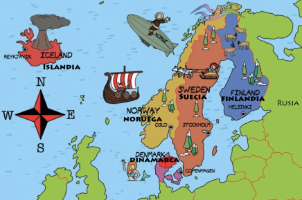 Mapa países nórdicos